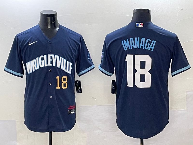 Men Chicago Cubs #18 Imanaga Dark Blue City Edition 2025 Nike MLB Jersey style 3